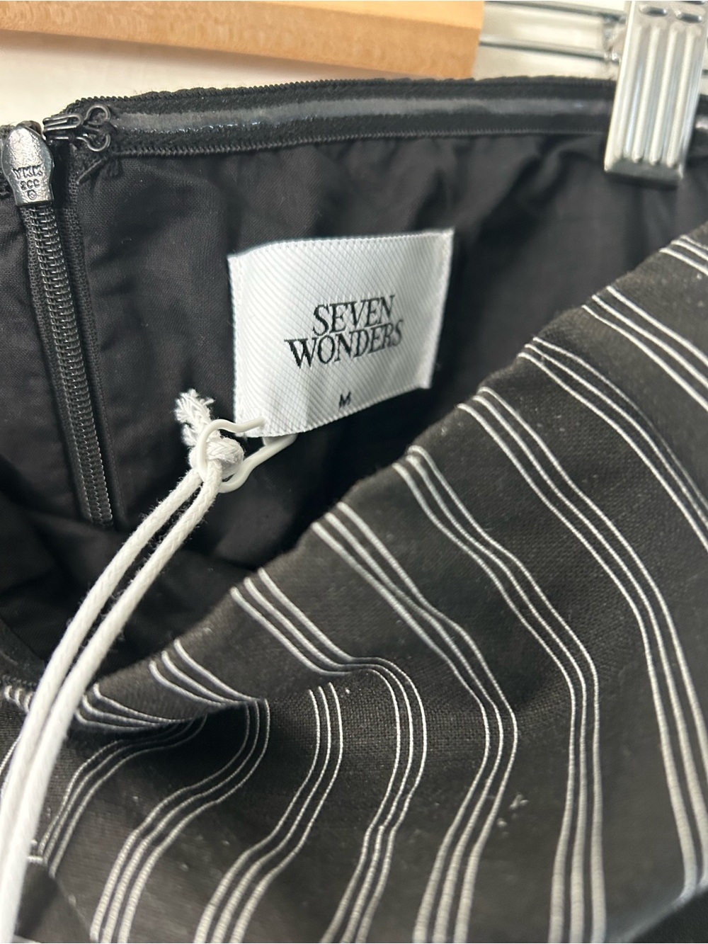 Strapless Black and Gray Pinstripe Maxi Dress - Picture 5 of 7